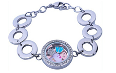 2015 new style stainless steel personalized locket owl locket bracelet