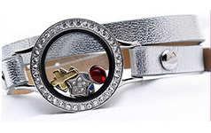 2015 new style 316 stainless steel white leather owl living locket bracelet