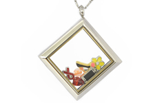 Fashion living locket stainless steel memory square origami locket pendant