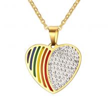 Stianless steel necklace women enamel heart shaped pendant