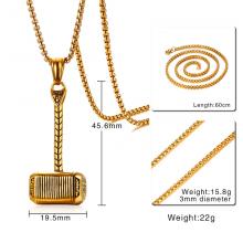 Stianless steel necklace Thor's hammer pendant for men