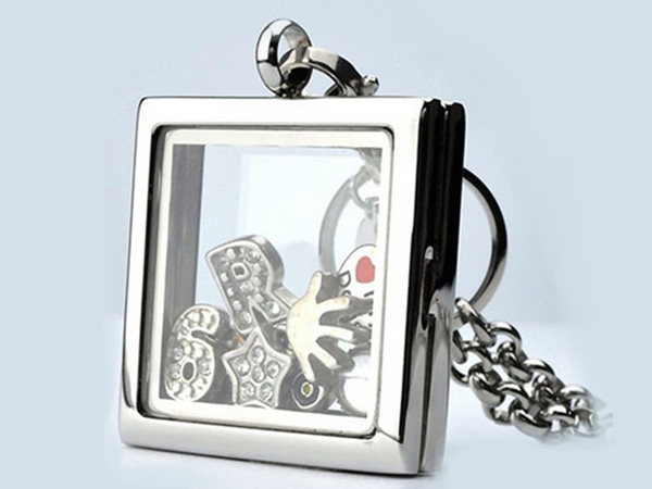 Fashion living locket stainless steel memory square-shape charm locket pendant