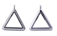 Fashion living locket stainless steel memory triangle-shape origami locket pendant