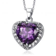 Stianless steel necklace big zircon heart pendant for women
