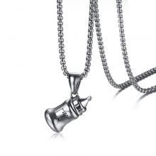 Stianless steel jewelry baby feeding bottle shape pendant necklace