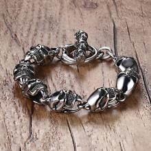 Stainless steel jewelry hip-hop skull bracelet