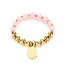 Stainless steel jewelry pink beads women braclelt