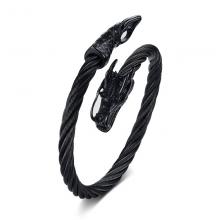 Stainless steel jewelry men dragon rope open bracelet