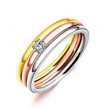 Stainless steel ring women multi-color thin and stackable ring with crystal
