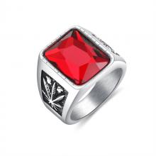 Stainless steel ring men ring with big stone
