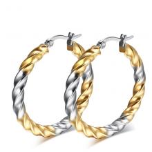 Stainless steel women wave circle earrings