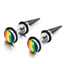 Stainless steel earrings men rainbow ear stud