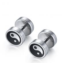 Stainless steel earrings men Eight Trigrams stud