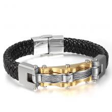Stainless steel bracelet men punk leather bracelet
