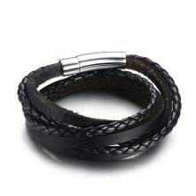 Stainless steel bracelet men multilayer leather bracelet