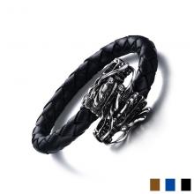 Stainless steel bracelet men dragon head leather bracelet