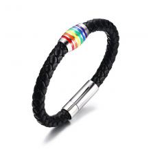 Stainless steel bracelet rainbow leather bracelet