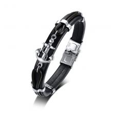 Stainless steel bracelet anchor leather bracelet