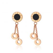 Stainless steel earrings women rose gold roman number earrings